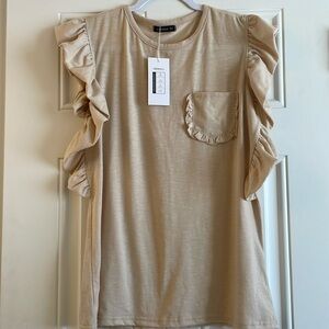 Miholl Ruffle Sleeve Top Sz S